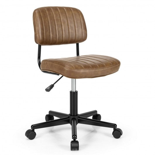 PU Leather Adjustable Office Chair  Swivel Task Chair with Backrest-Brown