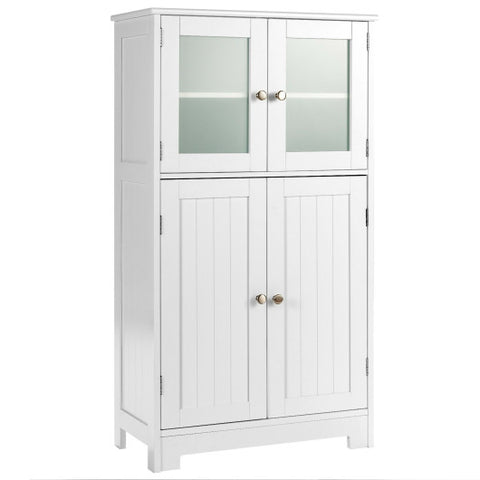 Bathroom Floor Storage Locker Kitchen Cabinet with Doors and Adjustable Shelf-White