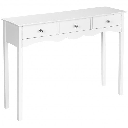 Side Sofa Table with Storage 3-Drawers-white