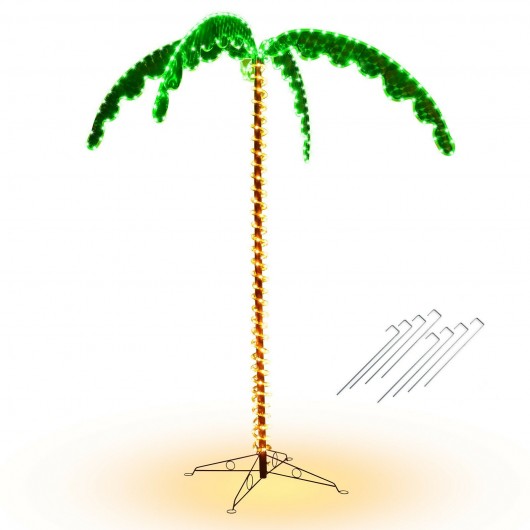 7 Feet LED Pre-lit Palm Tree Decor with Light Rope