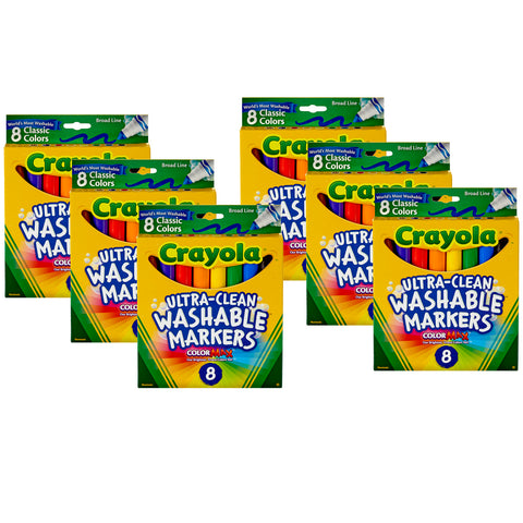 Ultra-Clean Markers, Conical Tip, Classic Colors, 8 Per Box, 6 Boxes