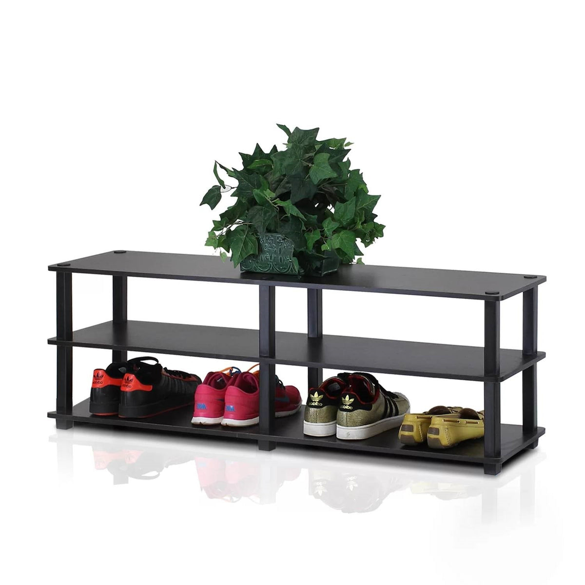 Modern 3-Shelf Espresso Black Shoe Rack - Holds up to 18 Pair of Shoes