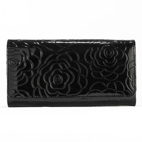 Leather Flower Print Wallet Medium/Large