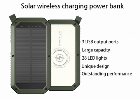 Sun Chaser Mini Solar Powered Wireless Phone Charger 10,000 mAh With LED Flood Light