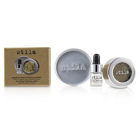 Magnificent Metals Foil Finish Eye Shadow With Mini Stay All Day Liquid Eye Primer - Metallic Cobalt - 2pcs