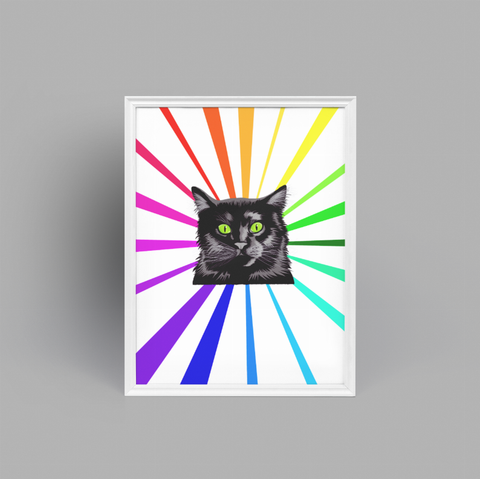 Black Cat Rainbow - Greeting Card/Wall Art Print