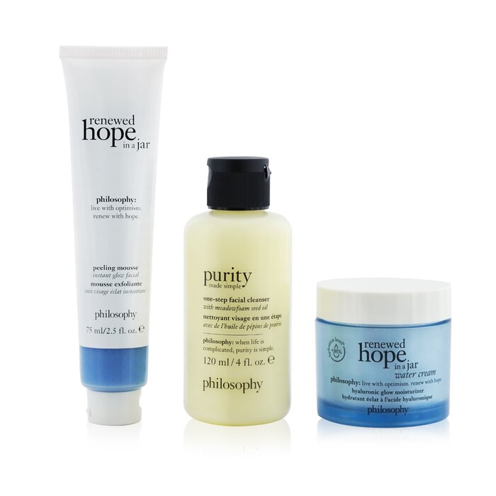 Smooth, Glowing &amp; Hopeful 3-pieces Set: Renewed Hope In A Jar Peeling Mousse 75ml +  One-step Facial Cleanser 120ml + Renewed Hope In A Jar