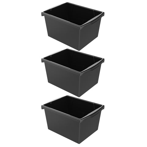 Small Classroom Storage Bin, Black, Pack of 3