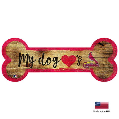 St. Louis Cardinals Distressed Dog Bone Wooden Sign