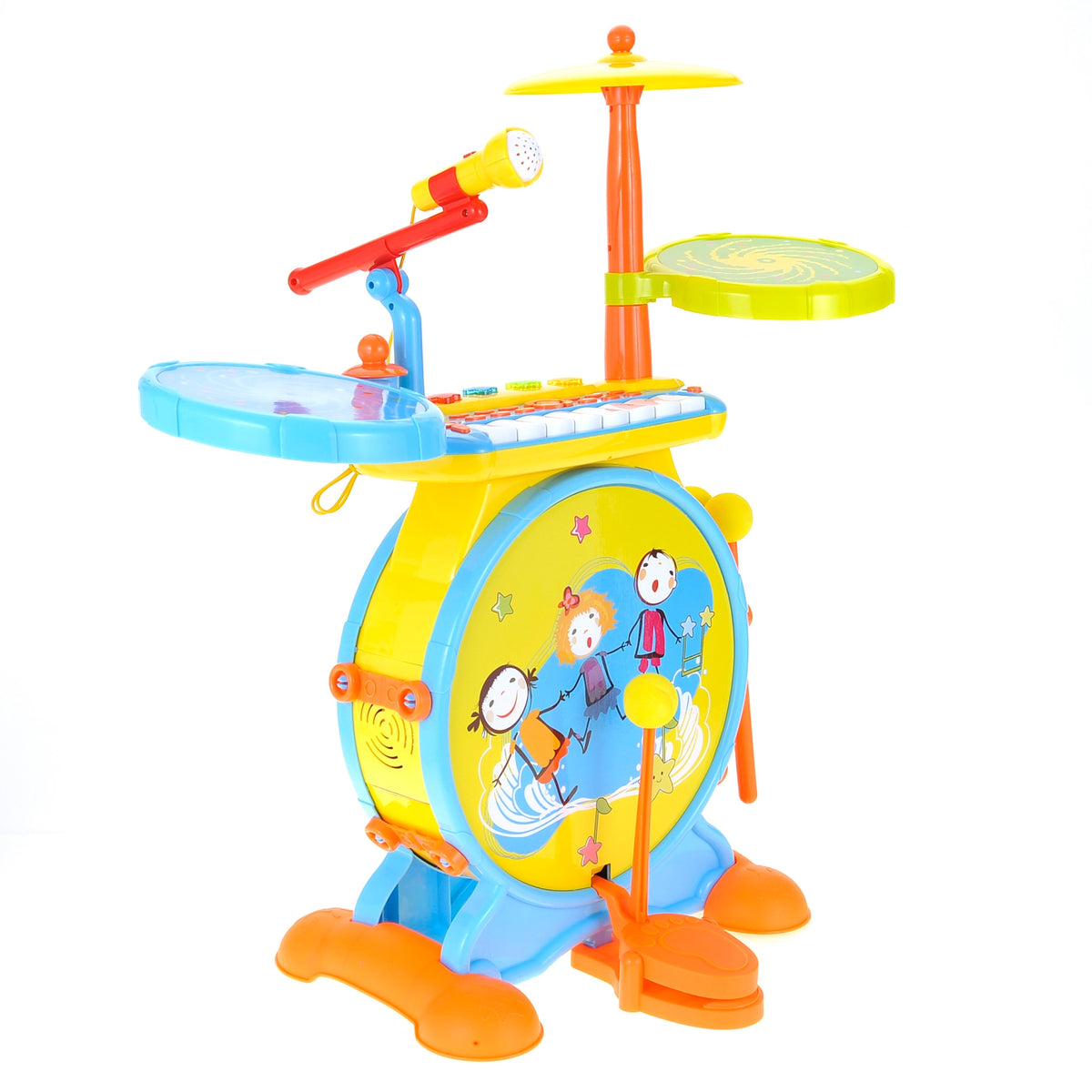 Keyboard & Drum Set with Children&rsquo;s Musical Instruments (Yellow)