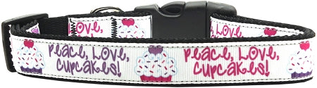 Peace Love Cupcakes Nylon Cat Collar