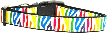 Zebra Rainbow Nylon Cat Collar