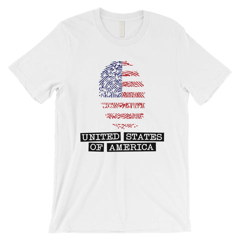 USA Fingerprint Flag Mens Funny Graphic T-Shirt 4th of July Shirts