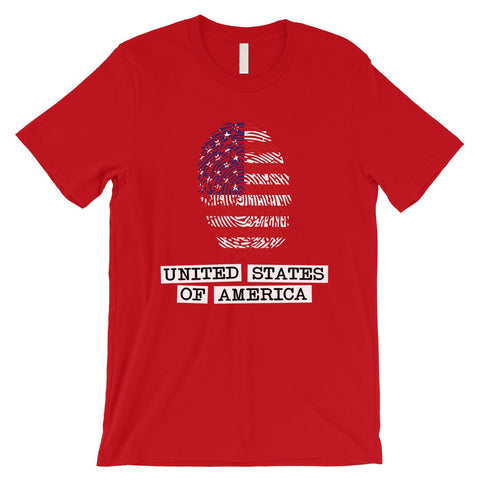 USA Fingerprint Flag Mens Funny Graphic T-Shirt 4th of July Shirts