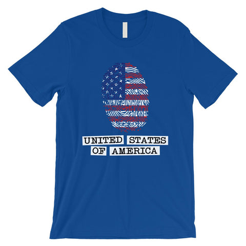 USA Fingerprint Flag Mens Funny Graphic T-Shirt 4th of July Shirts