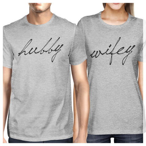 Hubby &amp; Wifey Matching Couple Shirts in Grey (Set)