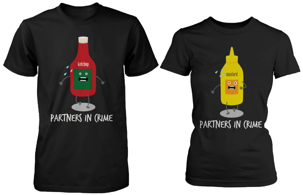 Ketchup &amp; Mustard Partners In Crime Matching Couple Shirts (his &amp; hers Set)