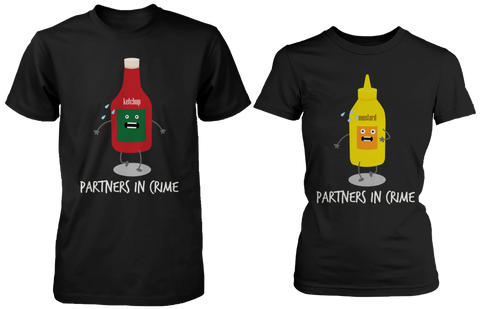 Ketchup &amp; Mustard Partners In Crime Matching Couple Shirts (his &amp; hers Set)