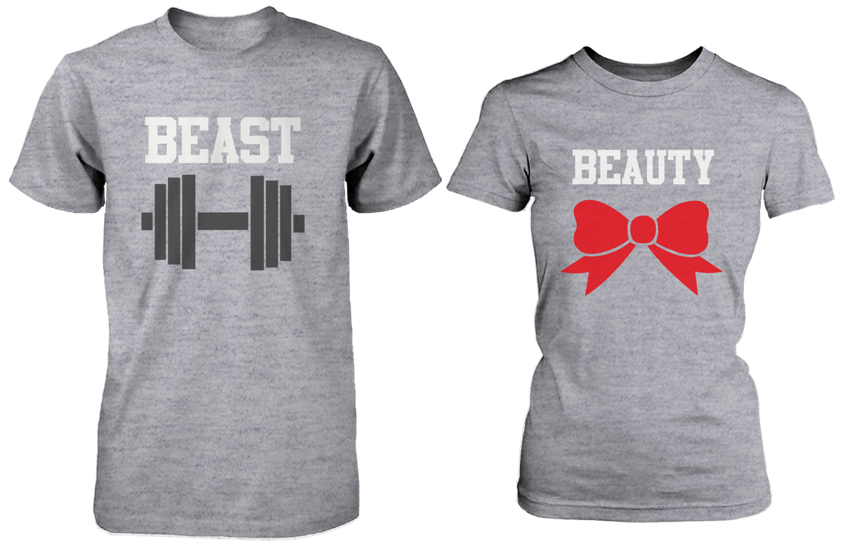 Beauty &amp; Beast Matching Couple Shirts in Grey (Set)