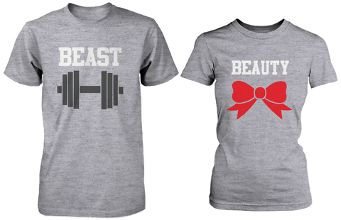 Beauty &amp; Beast Matching Couple Shirts in Grey (Set)