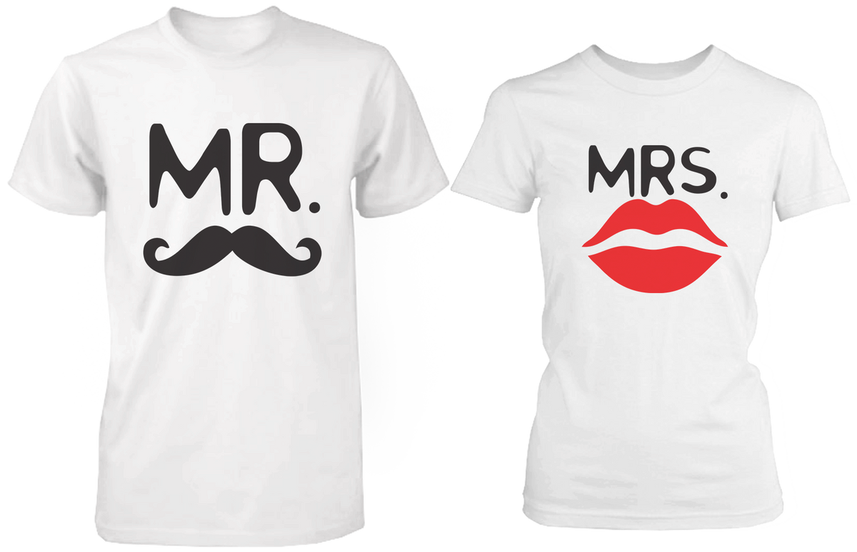 Mr. Mustache &amp; Mrs. Lips Matching Couple Shirts (Set)