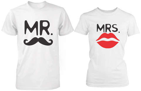 Mr. Mustache &amp; Mrs. Lips Matching Couple Shirts (Set)