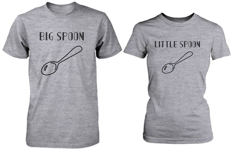 Big Spoon and Little Spoon Couple Shirt Cute Matching T-shirts Heather Grey Tees