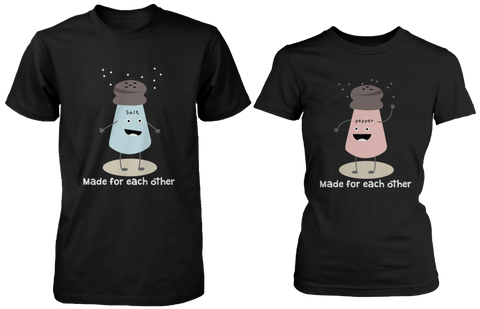 Salt &amp; Pepper Made for Each Other Matching Couple Shirts (his &amp; hers Set)