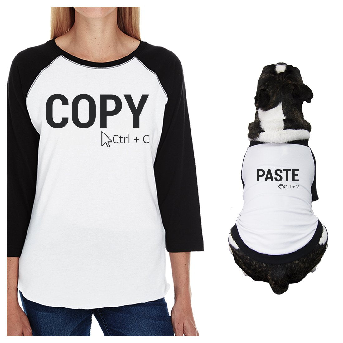 Copy And Paste Small Dog and Mom Matching Outfits Raglan Tees Gifts