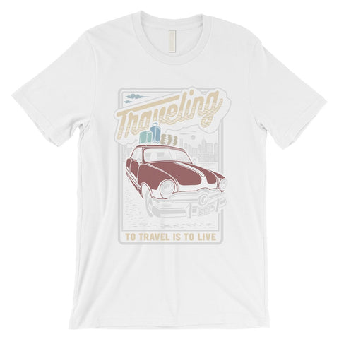 Traveling To Live Mens Unique Retro Style T-Shirt For Travel Lovers