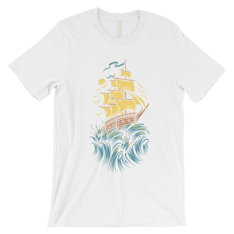 Sailing Boat Mens Funny Graphic Round Neck T-Shirt Gift For Him