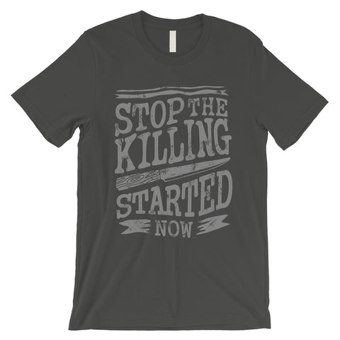 Stop The Killing Mens Vintage Style Typogrpahic T-Shirt