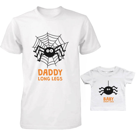 Daddy and Baby Matching T-Shirt Set - Daddy Long Legs Baby Short Legs Spider