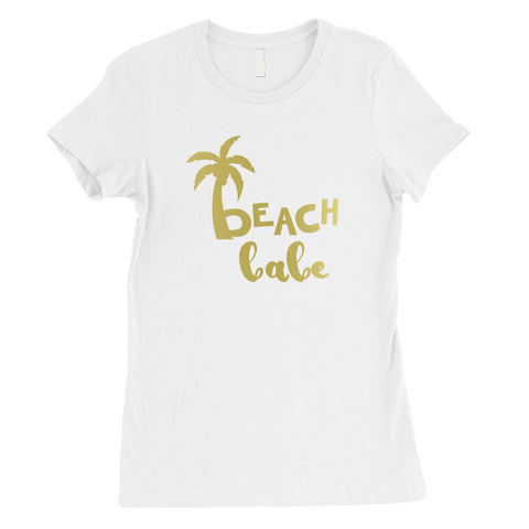 Beach Bride Babe Palm Tree-GOLD Womens T-Shirt Adorable Summer Gift