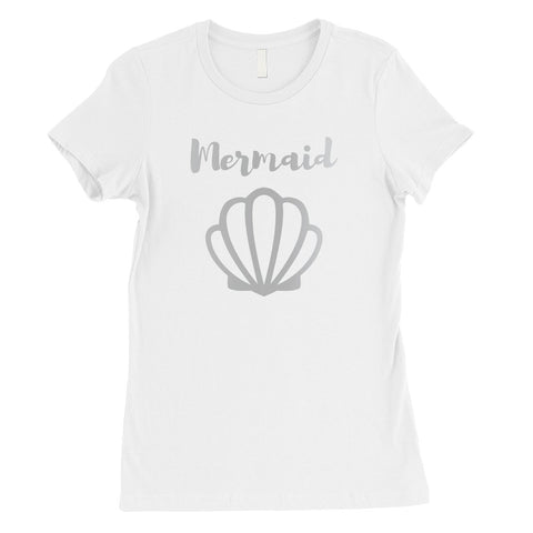 Bride Mermaid Seashell-SILVER Womens T-Shirt Fun Amazing Wedding