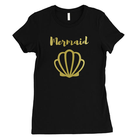 Bride Mermaid Seashell-GOLD Womens T-Shirt Splendid Celebration