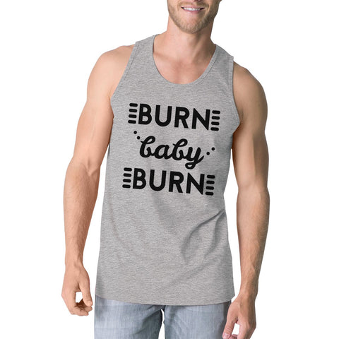 Burn Baby Mens Funny Work Out Lightweight Tank Top Gym Fitness Gift