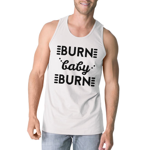 Burn Baby Mens Funny Work Out Lightweight Tank Top Gym Fitness Gift