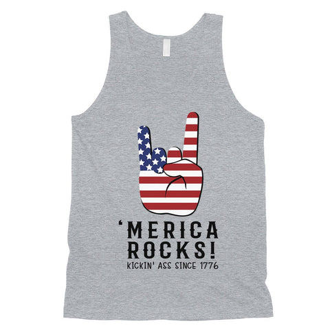 Merica Rocks Mens Funny Graphic Tank Top Gift For 4th Of July Shirt