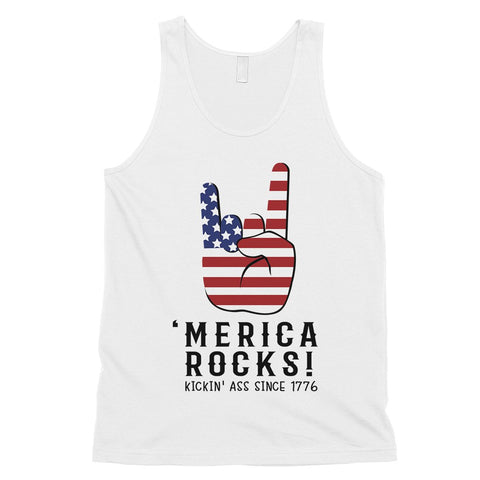 Merica Rocks Mens Funny Graphic Tank Top Gift For 4th Of July Shirt