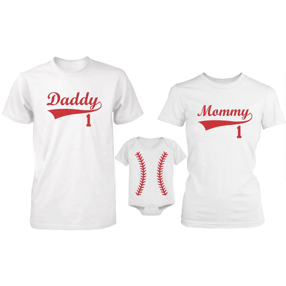 Daddy Mommy and Baby Matching Baseball Family T-Shirt / Onesie (Sold Separately)