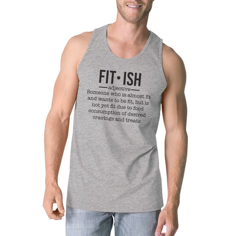 Fit-ish Mens Funny Workout Cotton Gym Tank Top Unique Graphic Tanks