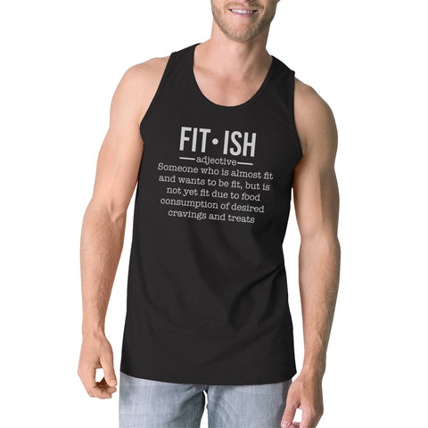 Fit-ish Mens Funny Workout Cotton Gym Tank Top Unique Graphic Tanks