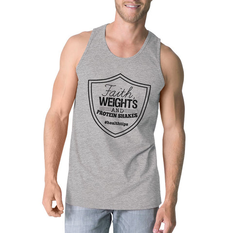 Faith Weights Mens Funny Work Out Tank Top Gift Funny Gym Friends