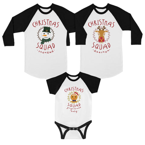 Christmas Squad Family Matching BaseBall Shirts Winter Holiday Gift Ideas