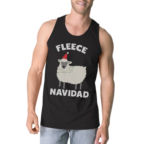 Fleece Navidad Mens Cotton Made Funny Christmas Workout Tank Top