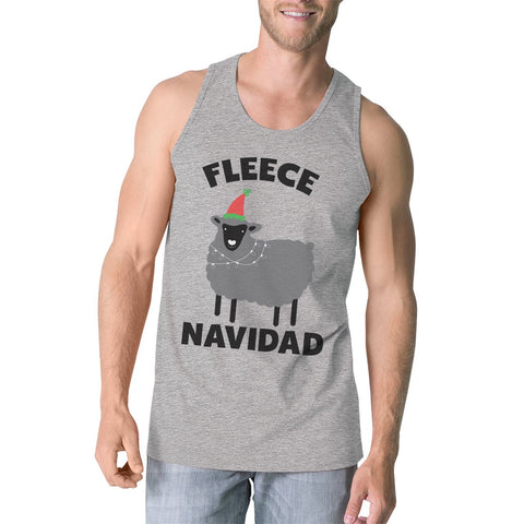 Fleece Navidad Mens Cotton Made Funny Christmas Workout Tank Top