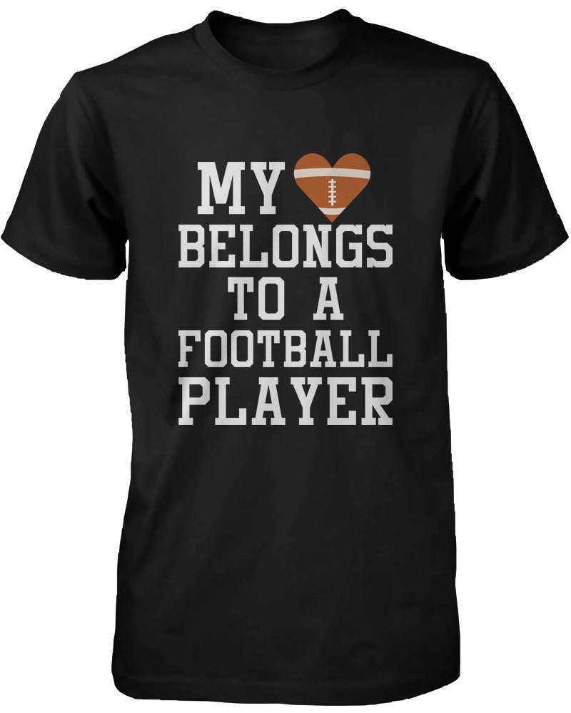 Funny Graphic Womens Black T-shirt - My Heart Belong to A Football Player