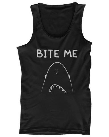 Men's Black Tank Top - SHARK BITE ME