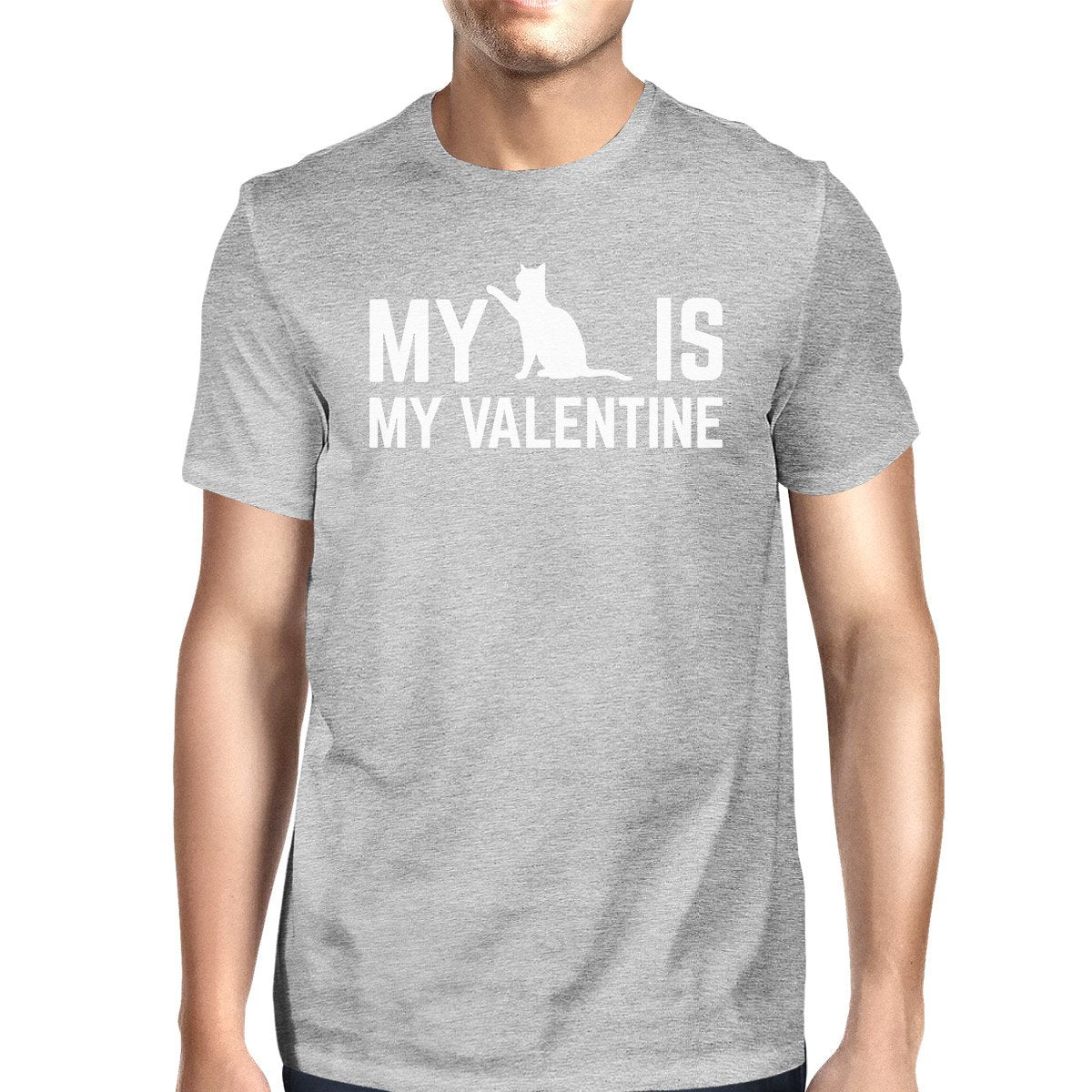 My Cat My Valentine Men's Heather Grey T-shirt Creative V-day Gifts